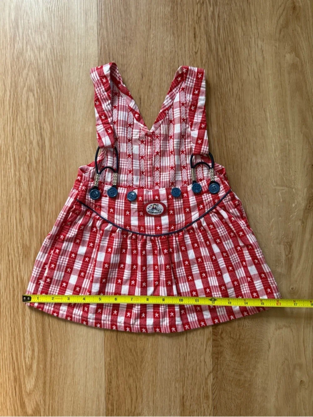 Vintage Baby Oshkosh Americana Plaid Red White Vestbak Skirt Overalls 12 Months
